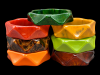 BB164 concave carved tortoise bakelite bangle
